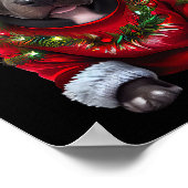 KerstPitbull Dog met Pet en santas Poster (Hoek)