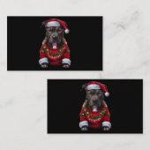 KerstPitbull Dog met Pet en santas Visitekaartje (Voorkant / Achterkant)