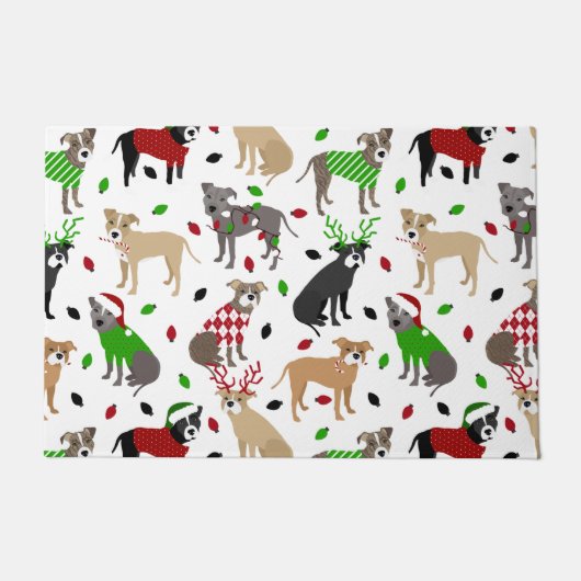 KerstPitbull Dogs Doormat Deurmat (Voorkant)