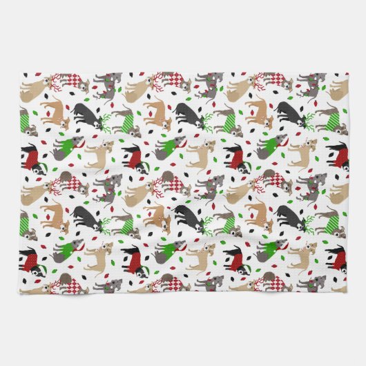 KerstPitbull Dogs Kitchen Towel Theedoek (Horizontaal)
