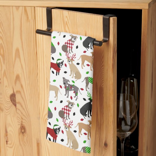 KerstPitbull Dogs Kitchen Towel Theedoek (Derde Gevouwen)