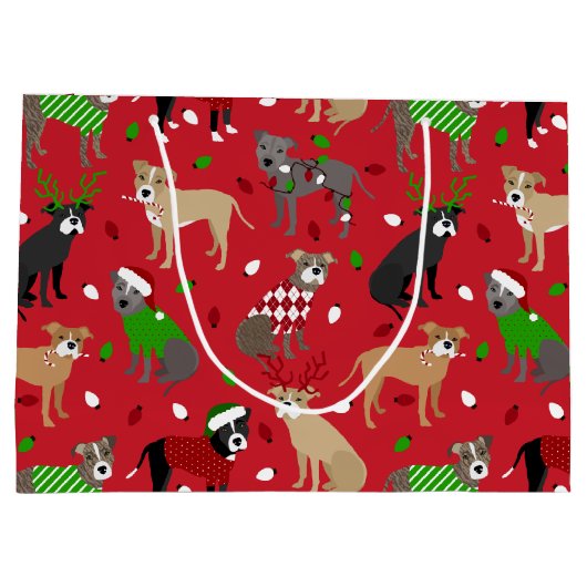 KerstPitbull-honden Groot Cadeauzakje (Achterkant)