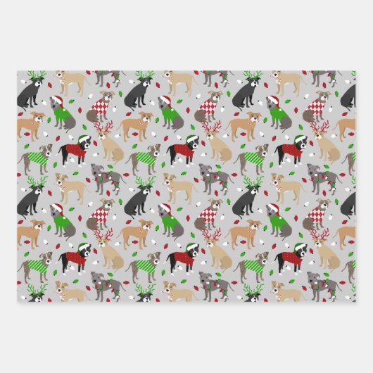 KerstPitbull-honden Inpakpapier Vel (Voorkant 3)