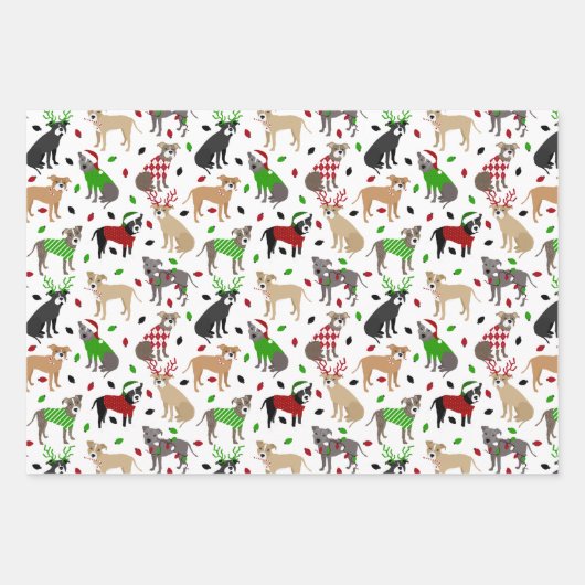 KerstPitbull-honden Inpakpapier Vel (Voorkant 2)