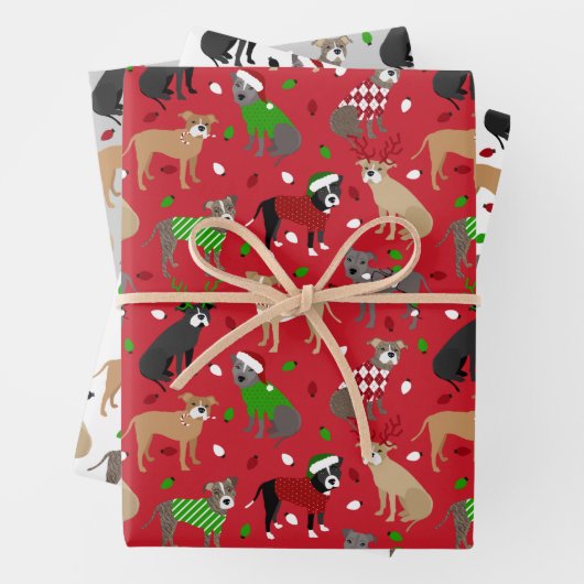 KerstPitbull-honden Inpakpapier Vel (In situ)
