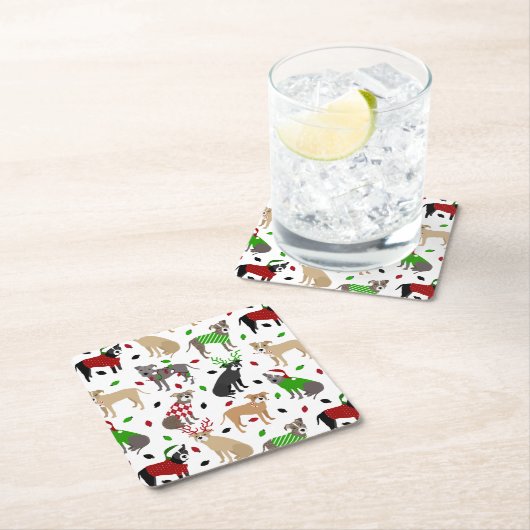 KerstPitbull-honden Kartonnen Onderzetters (Insitu)