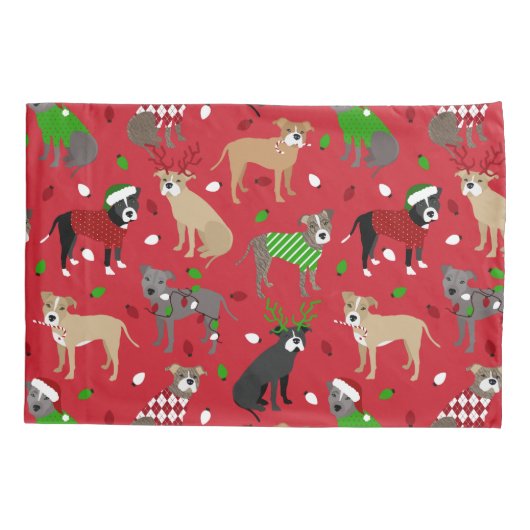 KerstPitbull-honden Kussensloop (Achterkant)