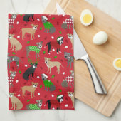 KerstPitbull-honden Theedoek (Quarter Fold)