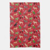 KerstPitbull-honden Theedoek (Verticaal)