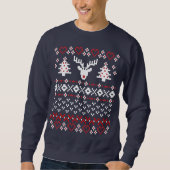 kerstpixel Sweater Pullover Sweatshirt: Rood/W (Voorkant)