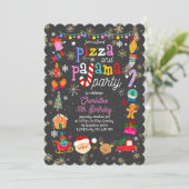 Kerstpizza en Pyjama Feest Uitnodiging (Staand voorkant)