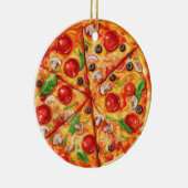 Kerstpizza, grappige eter, wit olifant cadeau keramisch ornament (Rechts)