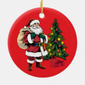 Kerstpizza, grappige eter, wit olifant cadeau keramisch ornament (Achterkant)