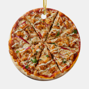 Kerstpizza, Grappige Foodie, Witte Olifant Cadeau Keramisch Ornament