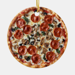 Kerstpizza, Grappige Foodie, Witte Olifant Cadeau Keramisch Ornament