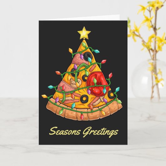 Kerstpizza Kaart (Gele Bloem)