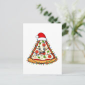 Kerstpizza-snee met Sinterklaashoed voor fijnproev Briefkaart (Staand voorkant)