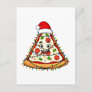 Kerstpizza-snee met Sinterklaashoed voor fijnproev Briefkaart