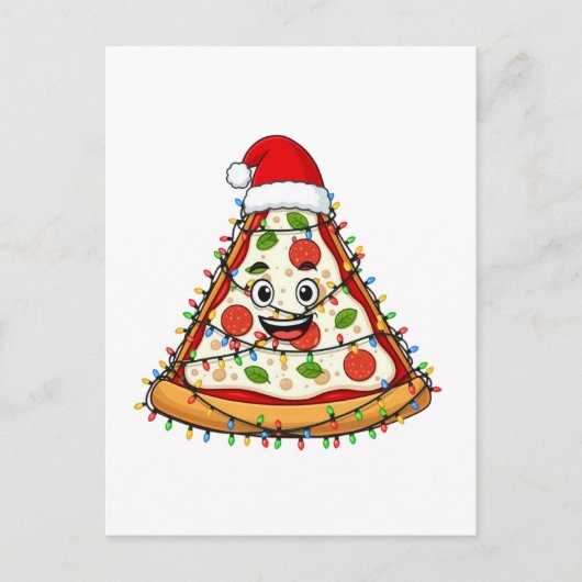 Kerstpizza-snee met Sinterklaashoed voor fijnproev Briefkaart (Voorkant)
