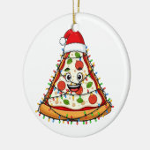 Kerstpizza-snee met Sinterklaashoed voor fijnproev Keramisch Ornament (Links)
