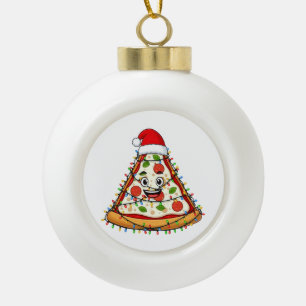 Kerstpizza-snee met Sinterklaashoed voor fijnproev Keramische Bal Ornament
