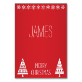 Kerstplaatskaarten Rood Met Witte Decoratie Kaart (Achterkant)