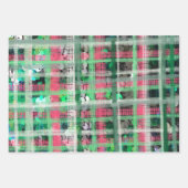 Kerstplaid groen rood grijs glitter pailletten inpakpapier vel (Voorkant 3)