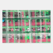 Kerstplaid groen rood grijs glitter pailletten inpakpapier vel (Voorkant 2)