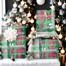 Kerstplaid groen rood grijs glitter pailletten