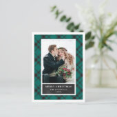 kerstplaid | Groene en zwarte twee foto's Feestdagenkaart (Staand voorkant)