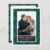 kerstplaid | Groene en zwarte twee foto's Feestdagenkaart (Voorkant / Achterkant)