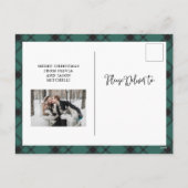 kerstplaid | Groene en zwarte twee foto's Feestdagenkaart (Achterkant)