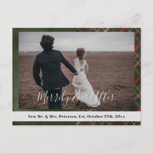 Kerstplaid Merrily Ever After foto Dank u Briefkaart (Voorkant)