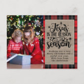 Kerstplaid met Jezus is de reden voor het seizoen Feestdagenkaart (Voorkant)