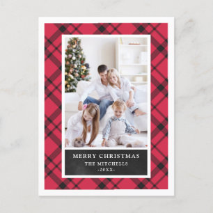 kerstplaid Rood en zwart twee foto's Feestdagenkaart