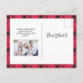 kerstplaid | Rood en zwart twee foto's Feestdagenkaart (Achterkant)