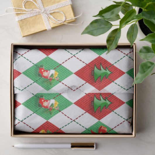 kerstplaid tartan tissue papier (Geschenk)
