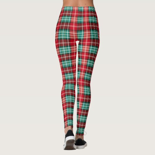 Kerstplaids Tartan Black Side Seams Leggings (Achterkant)
