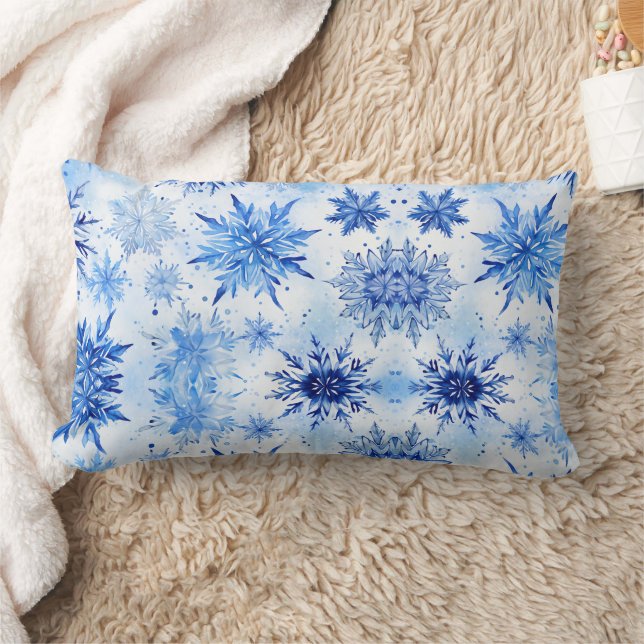 kerstplakboek | blauwe wintersneeuwvlok kussen (Deken)