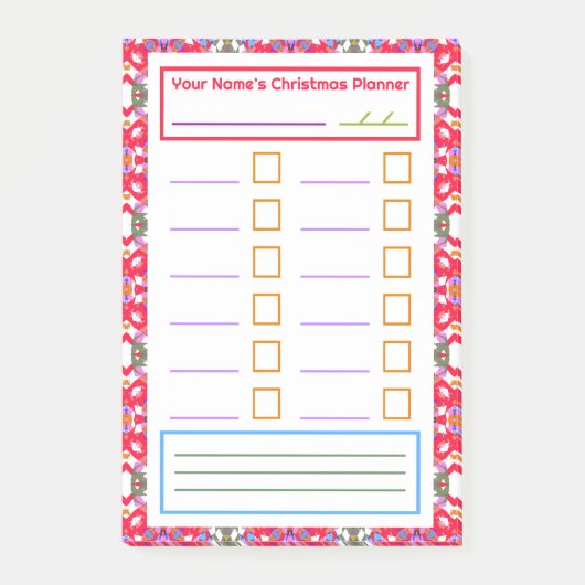 Kerstplan notities Rode Groene Feestelijke Planner Post-it® Notes (Voorkant)