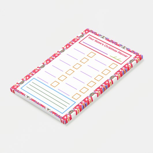 Kerstplan notities Rode Groene Kerst Feestelijke P Post-it® Notes (Schuin)