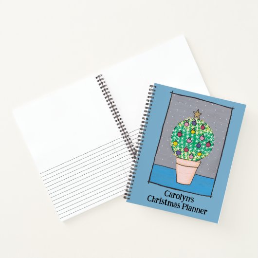 Kerstplanner, vetcactus in pot, gepersonaliseerd notitieboek (Binnen)