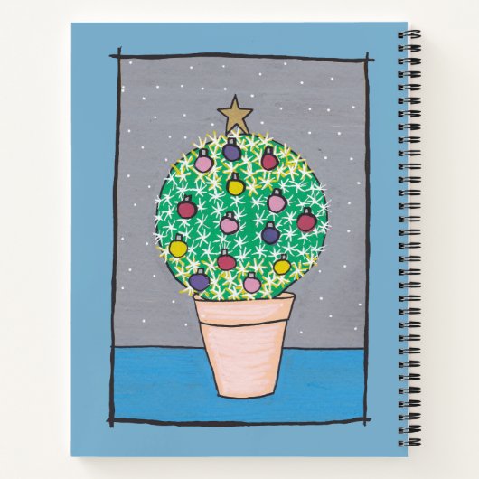 Kerstplanner, vetcactus in pot, gepersonaliseerd notitieboek (Achterkant)
