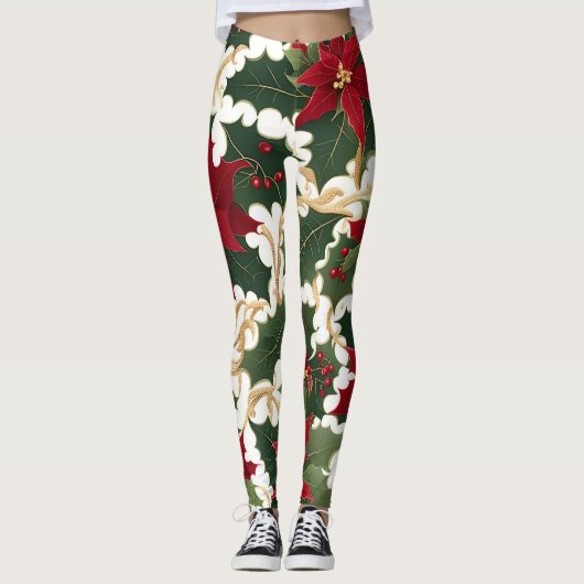 kerstplanten overvloed broek leggings (Voorkant)