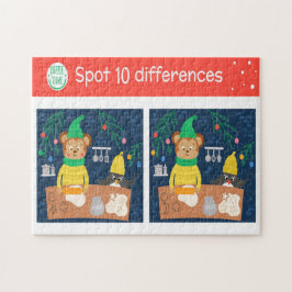 Kerstplek 10 Verschillen Beer Pinguïn Kinderen Legpuzzel