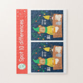 Kerstplek 10 Verschillen Beer Pinguïn Kinderen Legpuzzel (Verticaal)