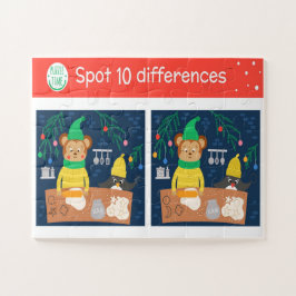 Kerstplek 10 Verschillen Beer Pinguïn Kinderen Legpuzzel