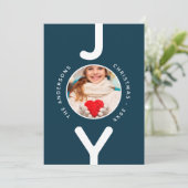 Kerstplezier foto blauwe witte eenvoudige kaart (Staand voorkant)