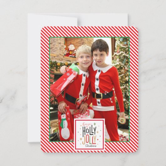 Kerstplezier geruit (voeg je foto toe) Kerstkaart (Voorkant)