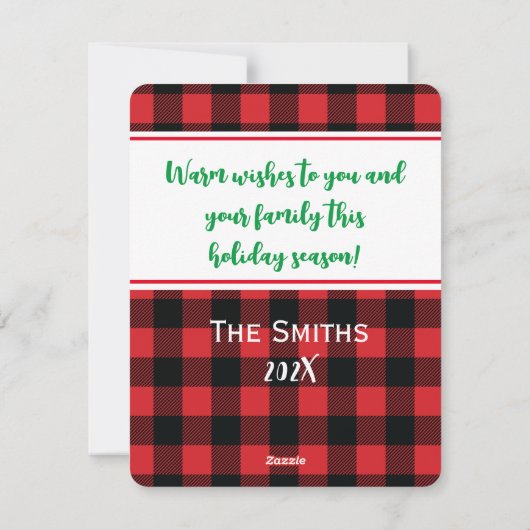 Kerstplezier geruit (voeg je foto toe) Kerstkaart (Achterkant)